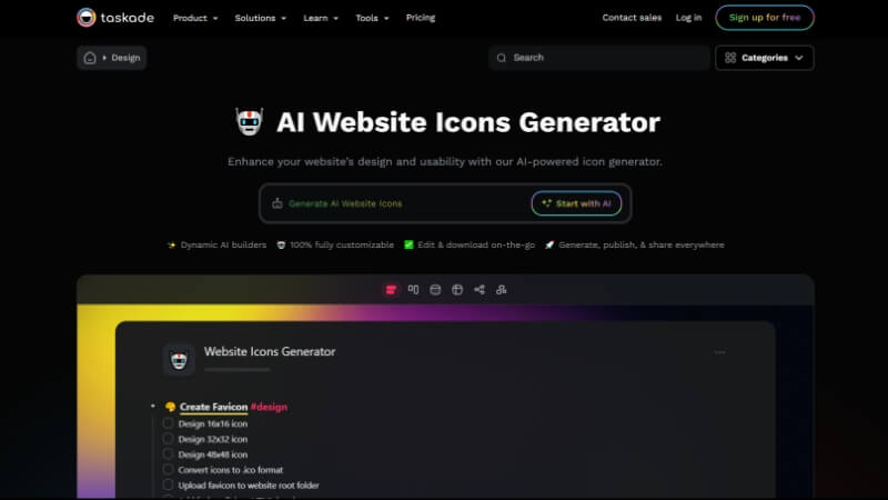 taskade ai website icons generator