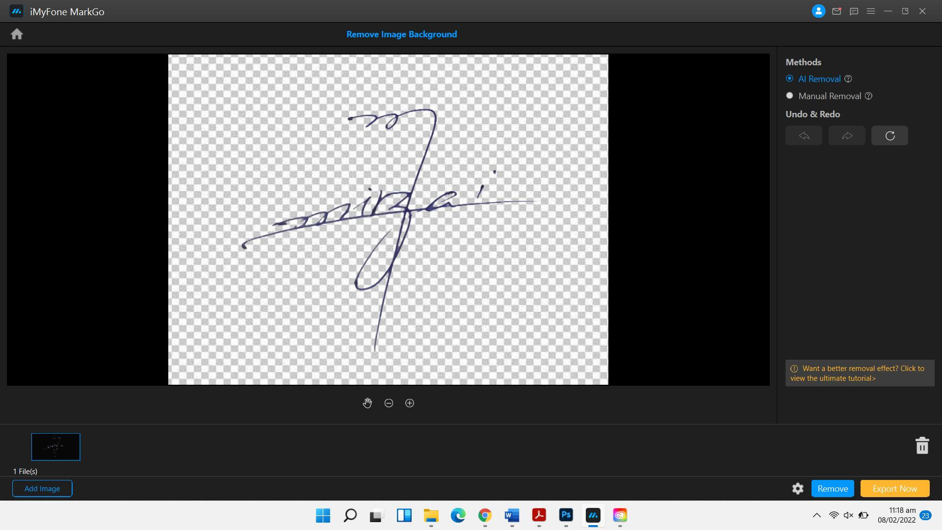 using ai remove signature background markgo2