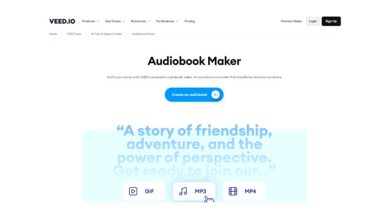 veed.io audiobooks creator