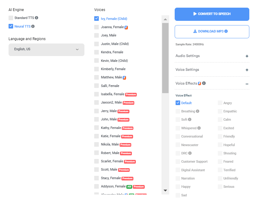 voicemaker child tts online