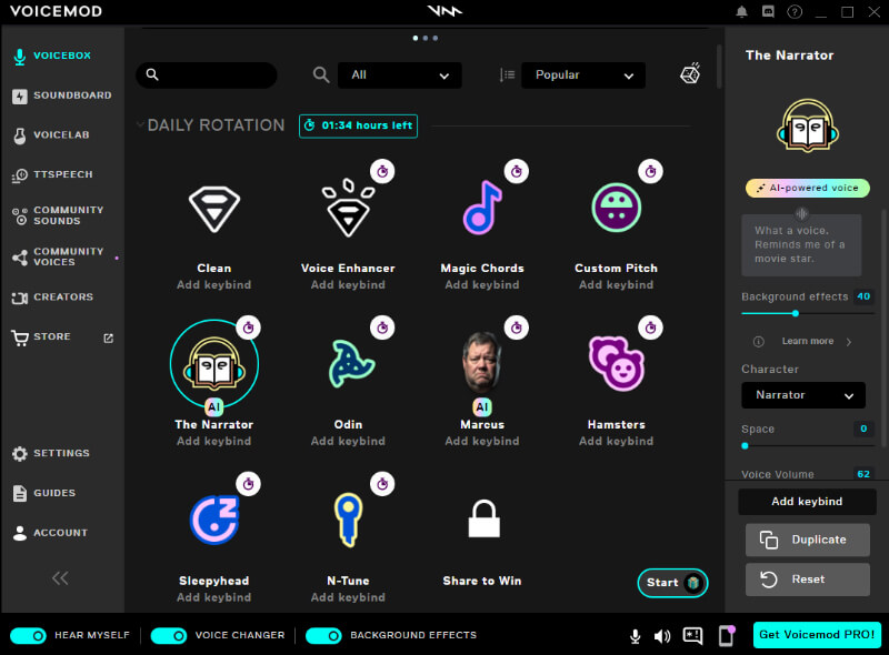 voicemod autotune voice changer interface