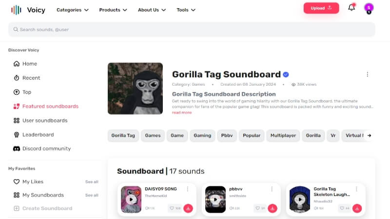 voicy gorilla tag soundboard online