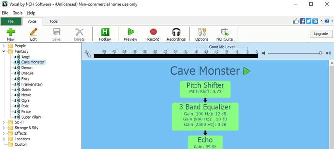 voxal voice distorter interface