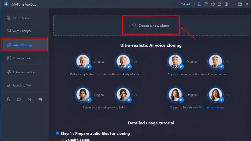 voxbox voice cloning interface