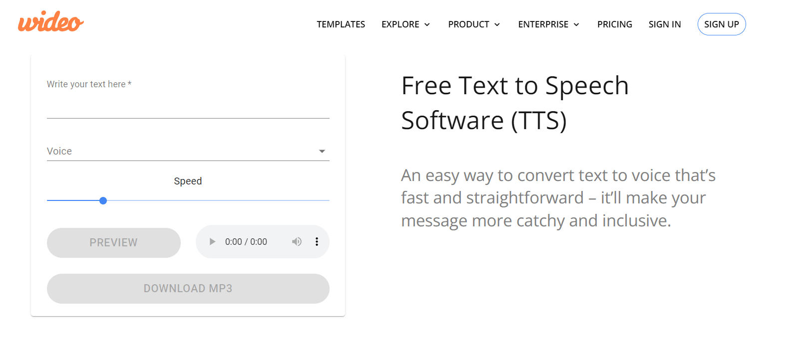 wideo free text to speech