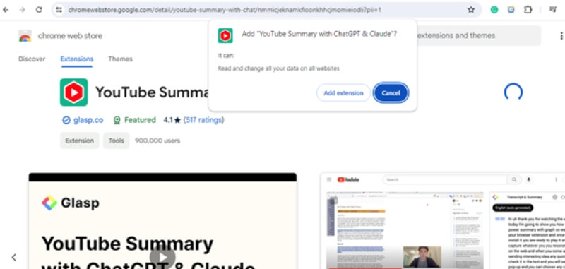 youtube summary with chatgpt step2