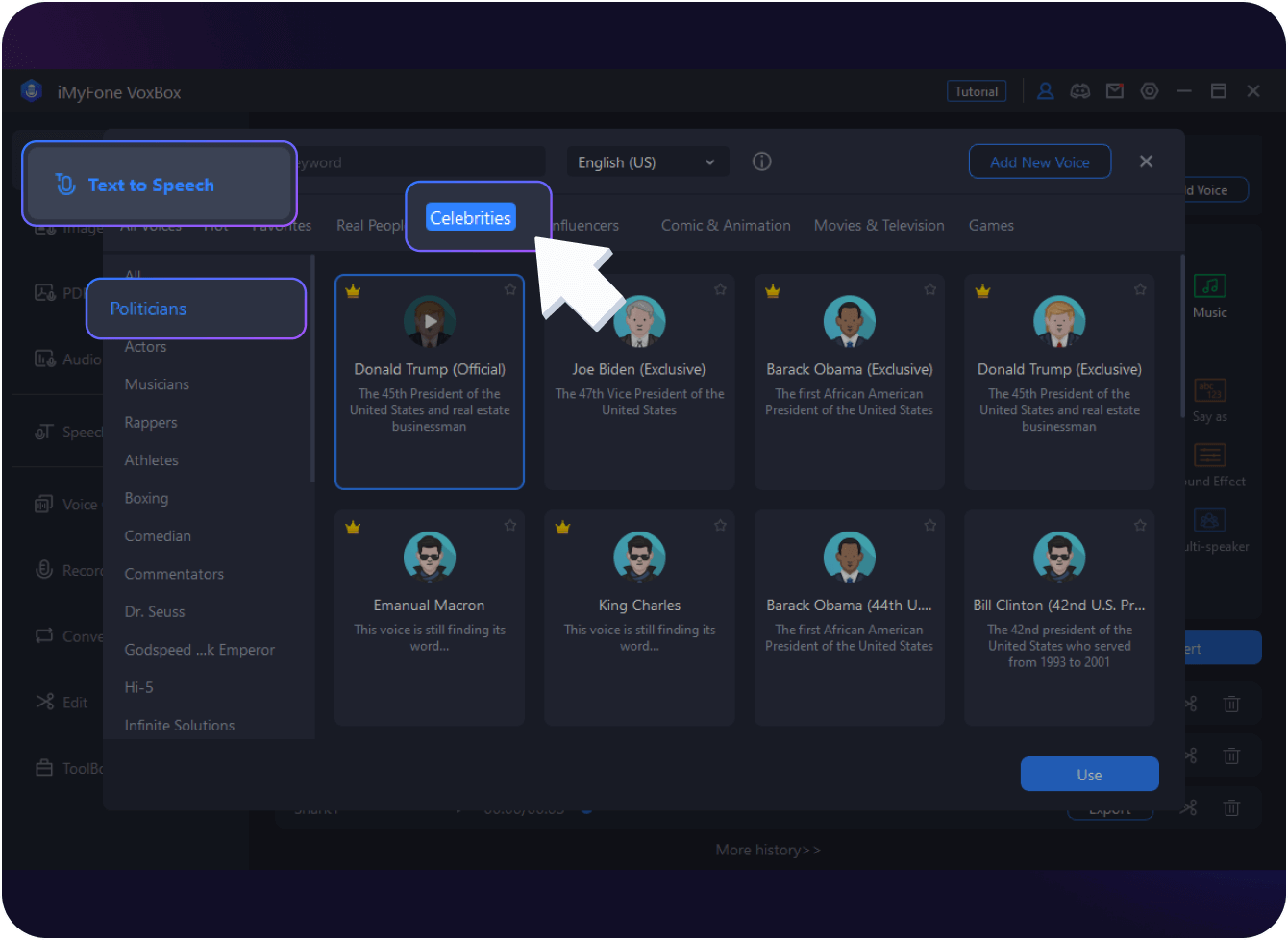 how to generate president ai voice step 2