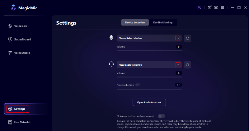 magicmic anonymous voice setting select button