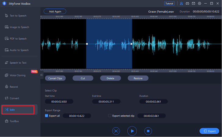 delete clip on recording with voxbox