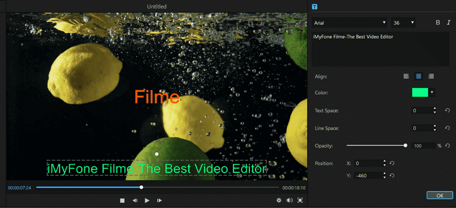 Filme Edit Options