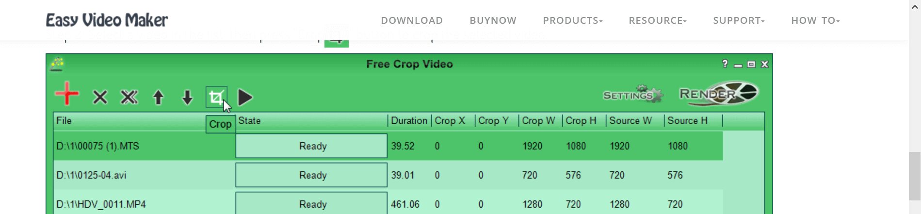 Free Crop Video Toolbar