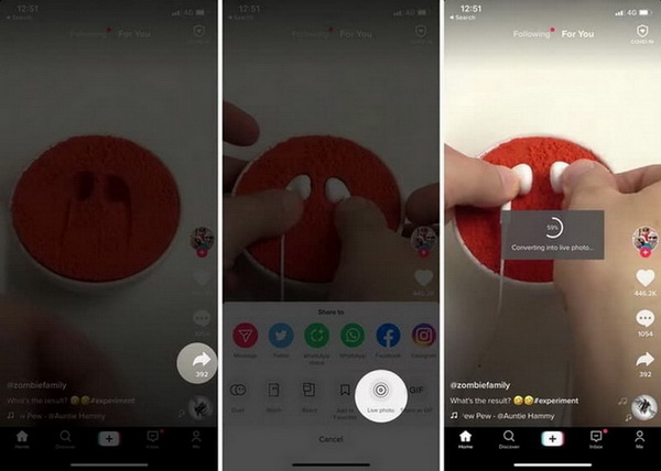 Save TikTok Video as Live Photo on iPhone