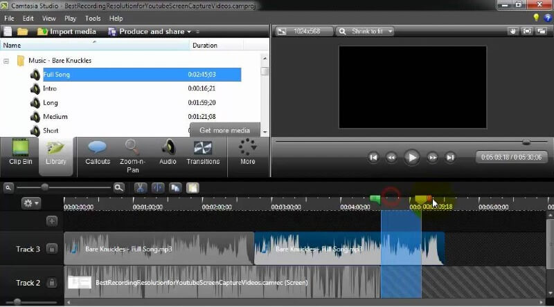 add music camtasia