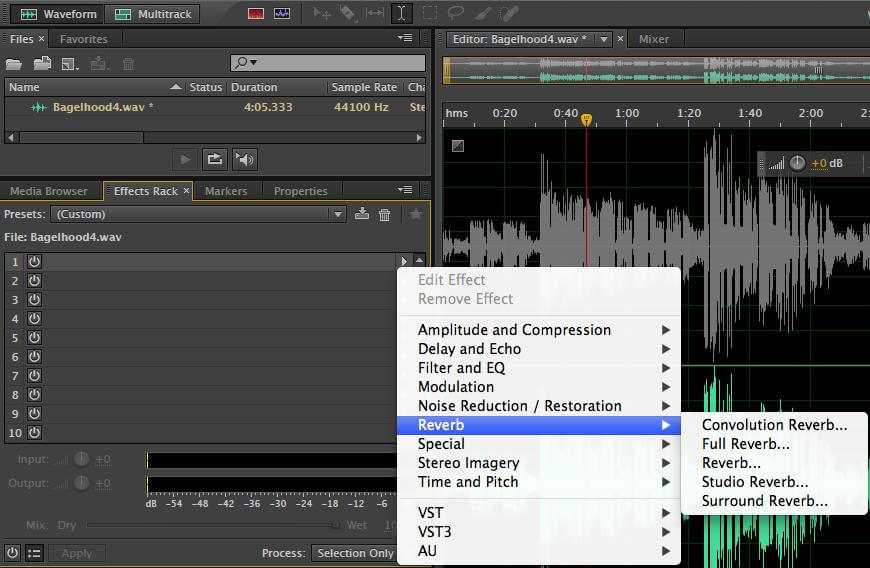 add reverb in adobe audition