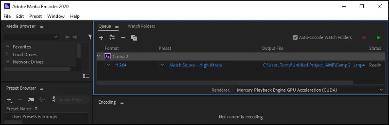 adobe encoder panel