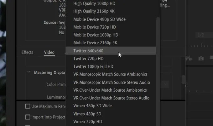 adobe premiere twitter presets