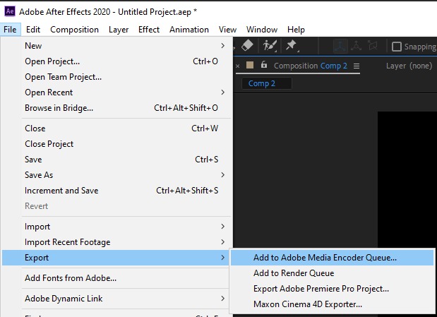 after effects export video