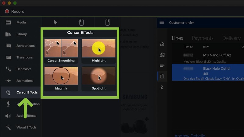 camtasia cursor effects