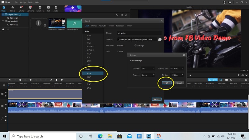how to rip audio from facebook video with imyfone filme