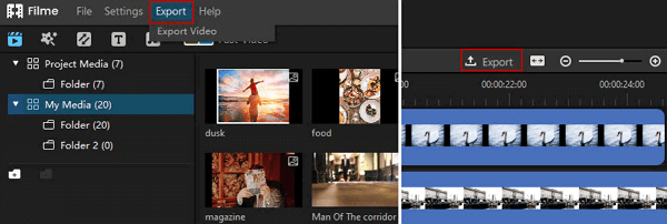 export instagram video in filme