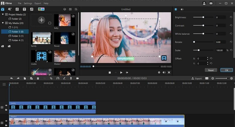 filme interface crop video