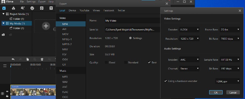 filme video export