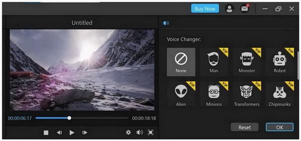 filme video voice changer interface