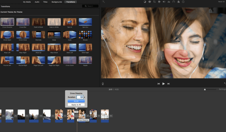 how to create slideshow in imovie transition effect