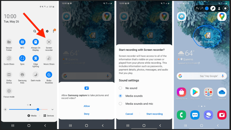 how to screen record on Android without app