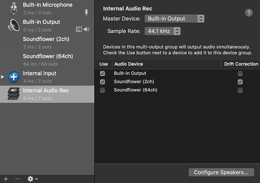 how to use soundflower to capture internal and external audio