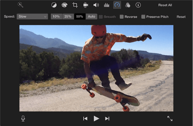 imovie 10 speed control option