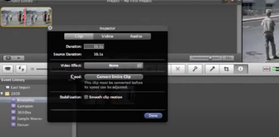 imovie 9 inspector pane