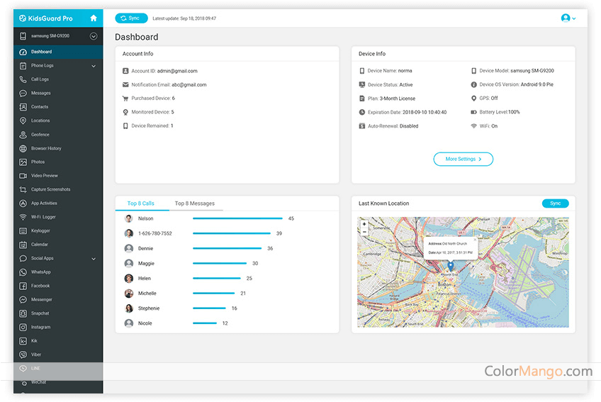 kidsguard pro interface