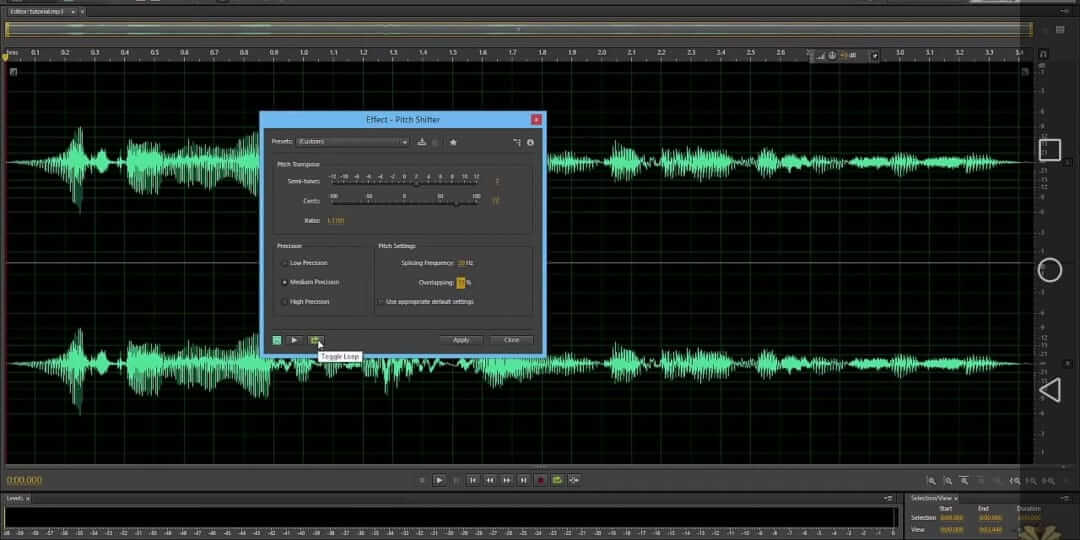 make adjustments in adobe audition