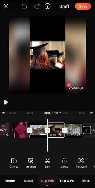 make graduation slideshow VivaVideo Transitions