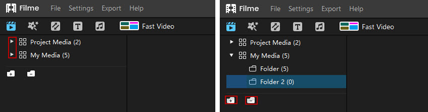 manage media and folder in filme