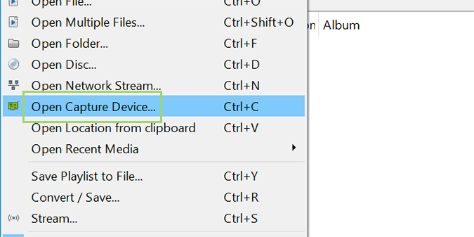 open capture device in vlc