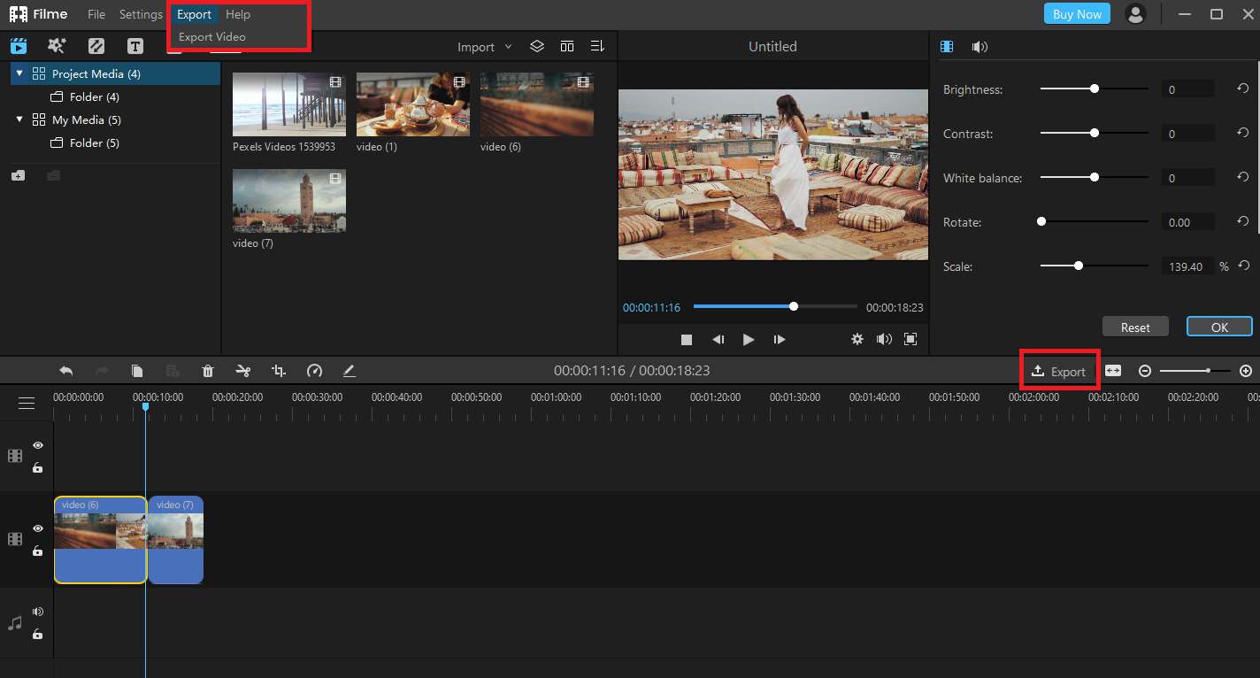 How to scale a Video using Filme