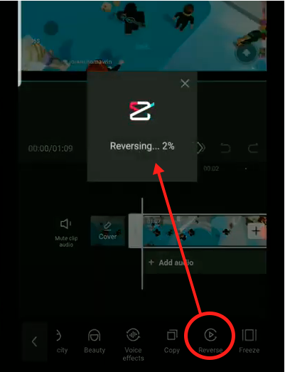 reverse video playback on capcut android and capcut ios