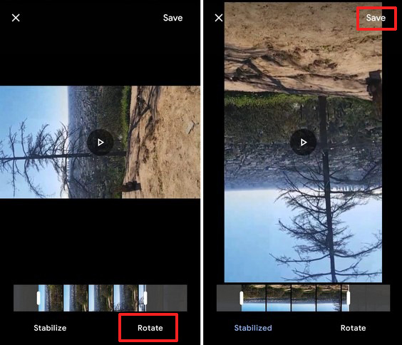 rotate youtube video using google photos