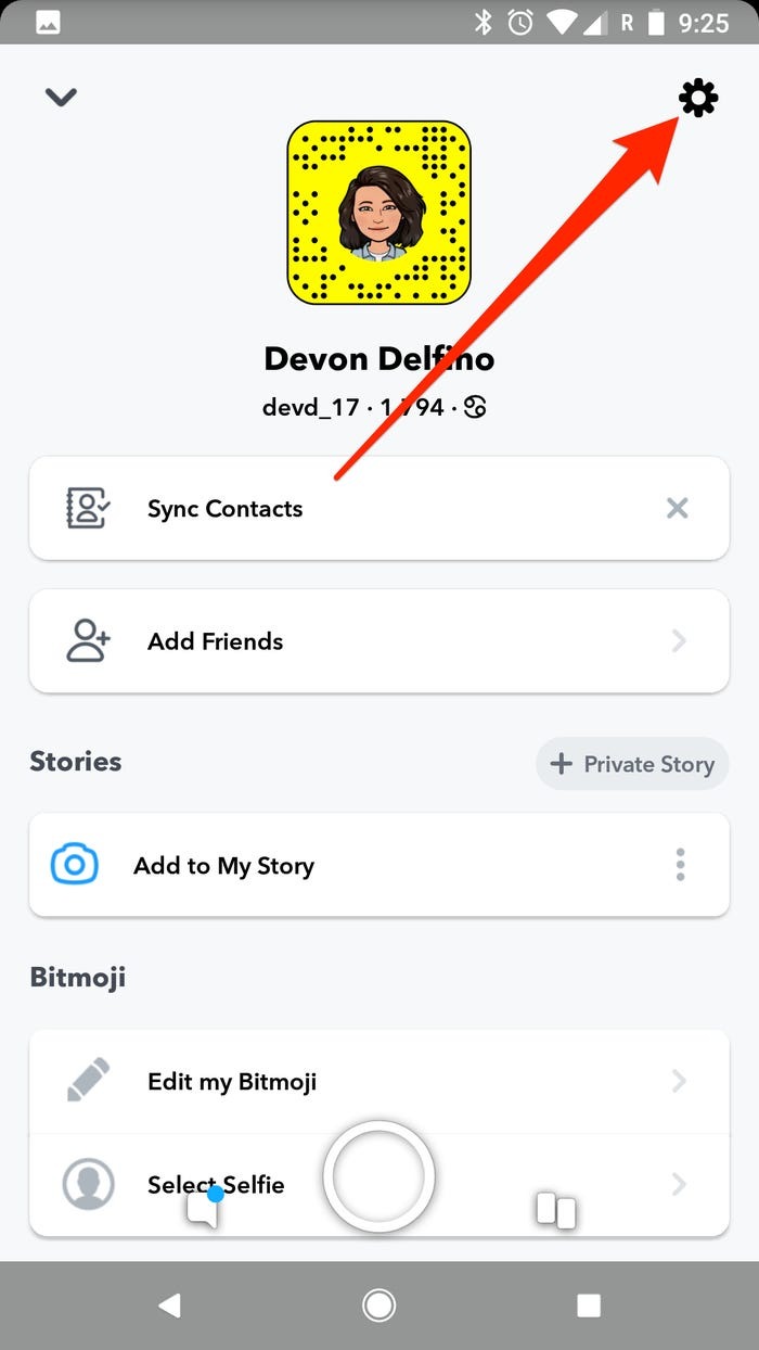 settings snapchat