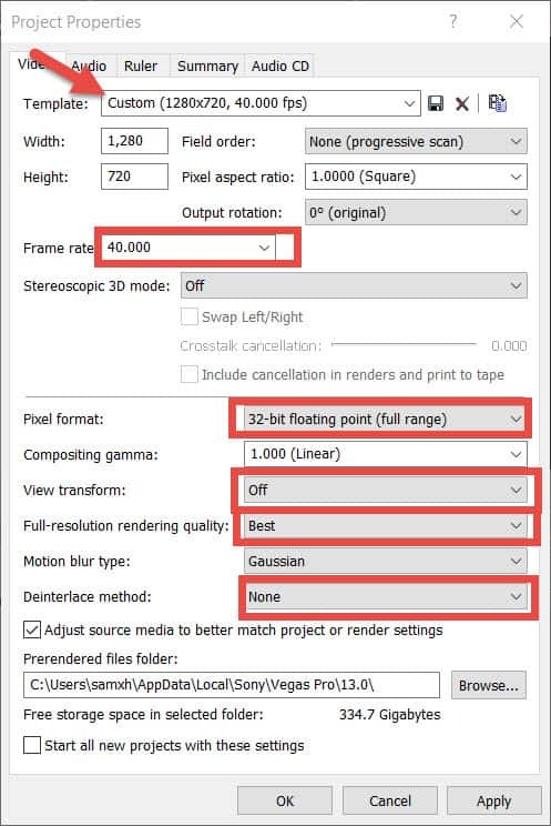 sony edit properties