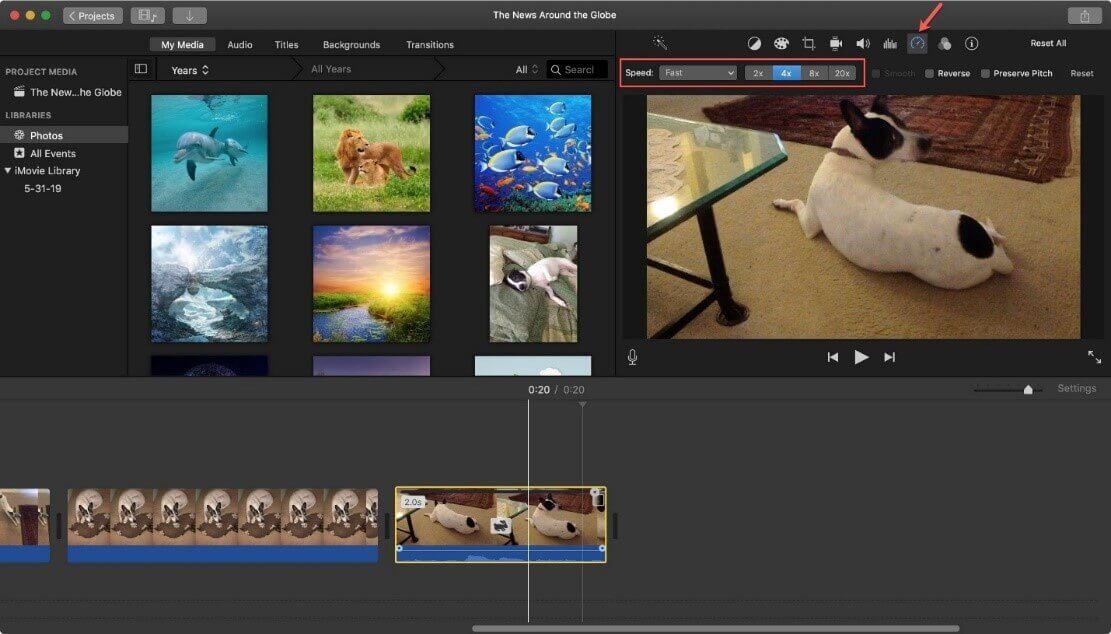 speed up video in iMovie