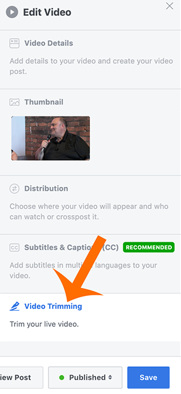 trim video on facabook