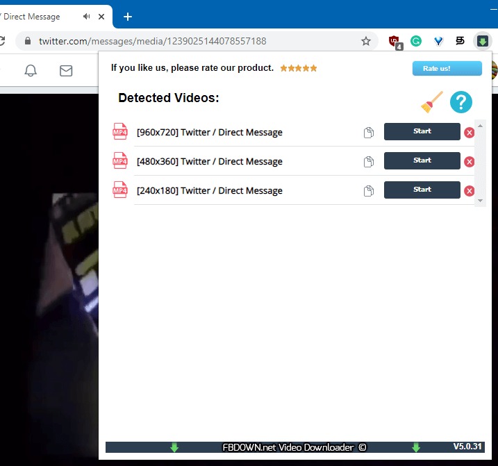 how to download video from twitter dm chrome console