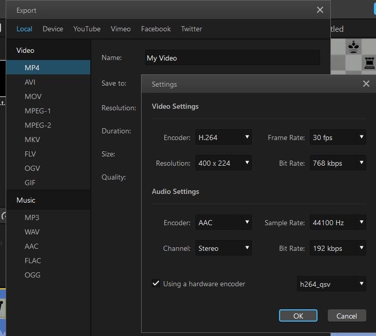 twitter video export options