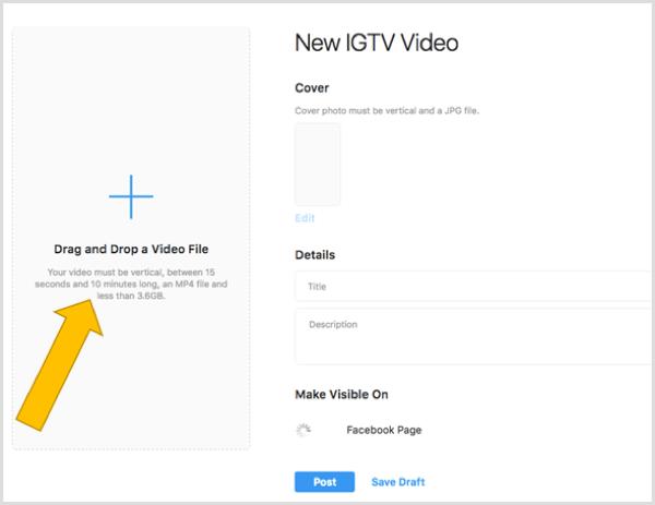 upload igtv video drag and drop