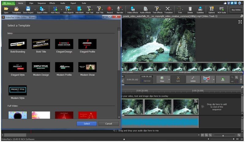 videopad templates and effects