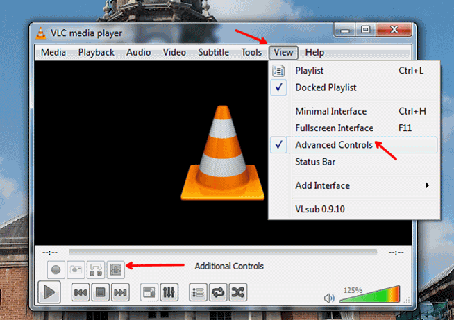 view advanced control in vlc