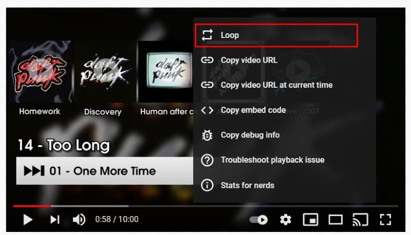 How to Loop a Video/Playlist on ?